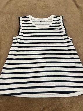 LOFT Navy & White Striped Sleeveless Tank